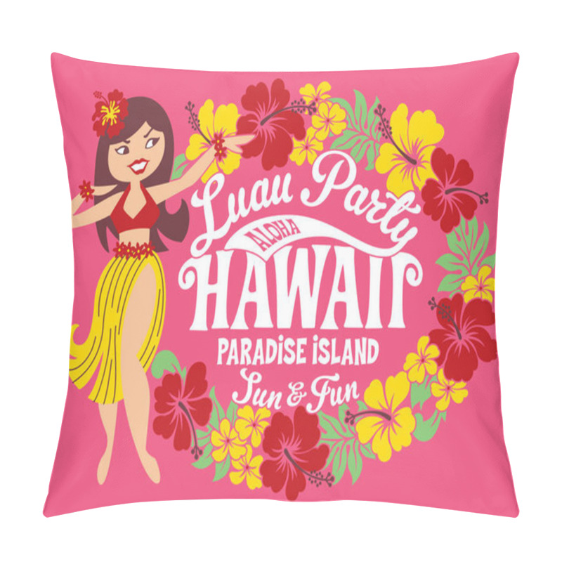 Personality  Luau Party Hawaii Paradise Island , Hula Girl Vector Artwork For Children Girl T Shirt  Pillow Covers