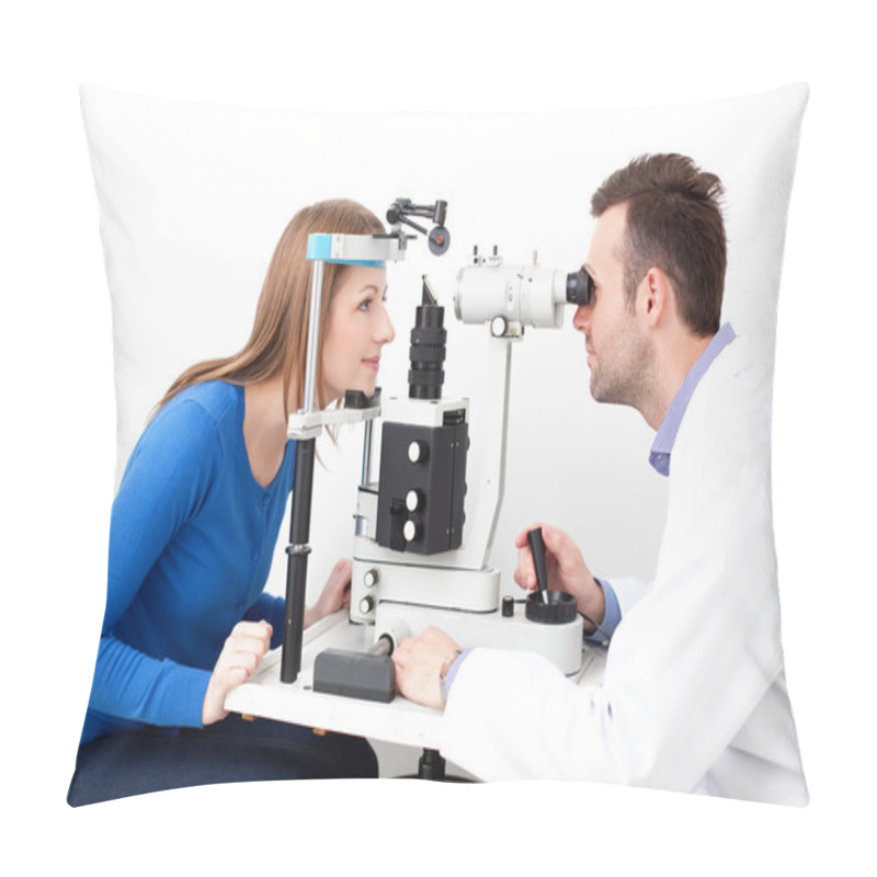 Personality  Optometrist Performing Visual Field Test Pillow Covers