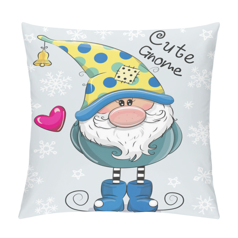 Personality  Cartoon Gnome On A Blue Background Pillow Covers