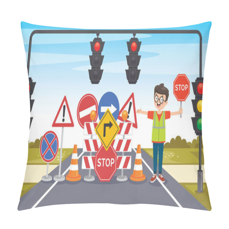 Personality  Concept Design With Traffic Signs Pillow Covers