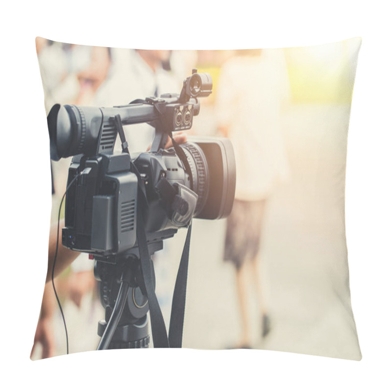 Personality  Video Media Camera Man Record Working Broadcast In Live Streaming Online Pillow Covers