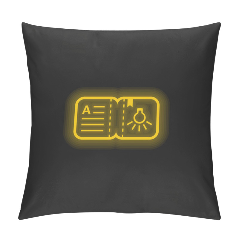 Personality  Book Yellow Glowing Neon Icon Pillow Covers