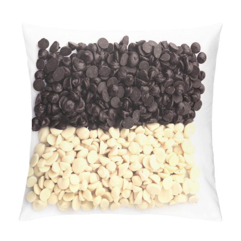 Personality  Chocolate Morsels, Close-up, Isolated On White Pillow Covers