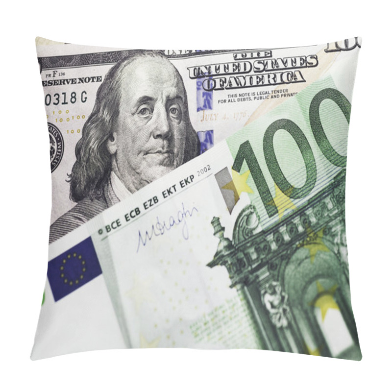 Personality  Dollar And Euro Money Background Pillow Covers