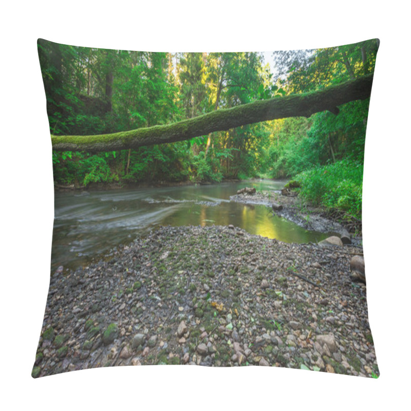 Personality  Beautiful Landscape With Summertime Forest And River Pillow Covers