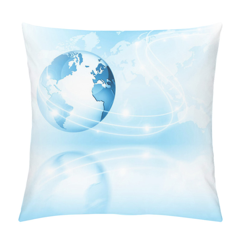 Personality  Best Internet Concept Of Global Business. Globe, Glowing Lines On Technological Background. Electronics, Wi-Fi, Rays, Symbols Internet, Television, Mobile And Satellite Communications Pillow Covers