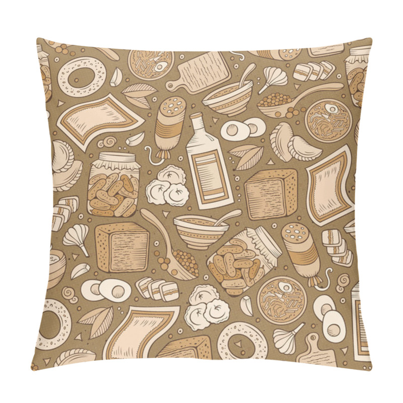 Personality  Cartoon Hand-drawn Russian Food Seamless Pattern Pillow Covers