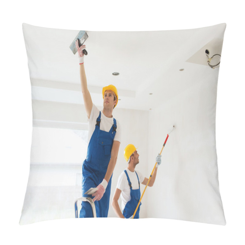 Personality  Group Of Builders With Tools Indoors Pillow Covers