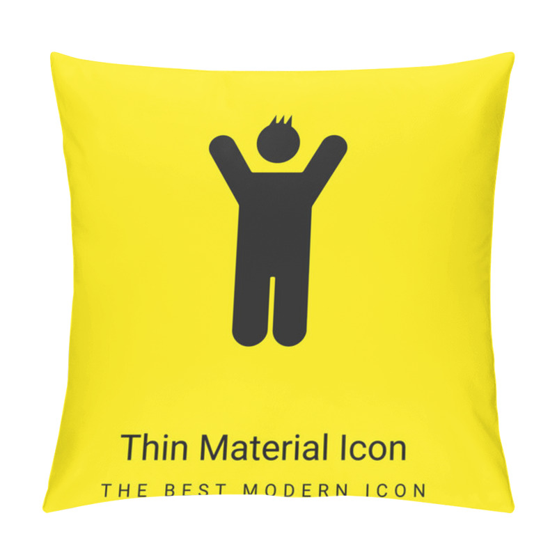 Personality  Boy With Rised Arms Minimal Bright Yellow Material Icon Pillow Covers