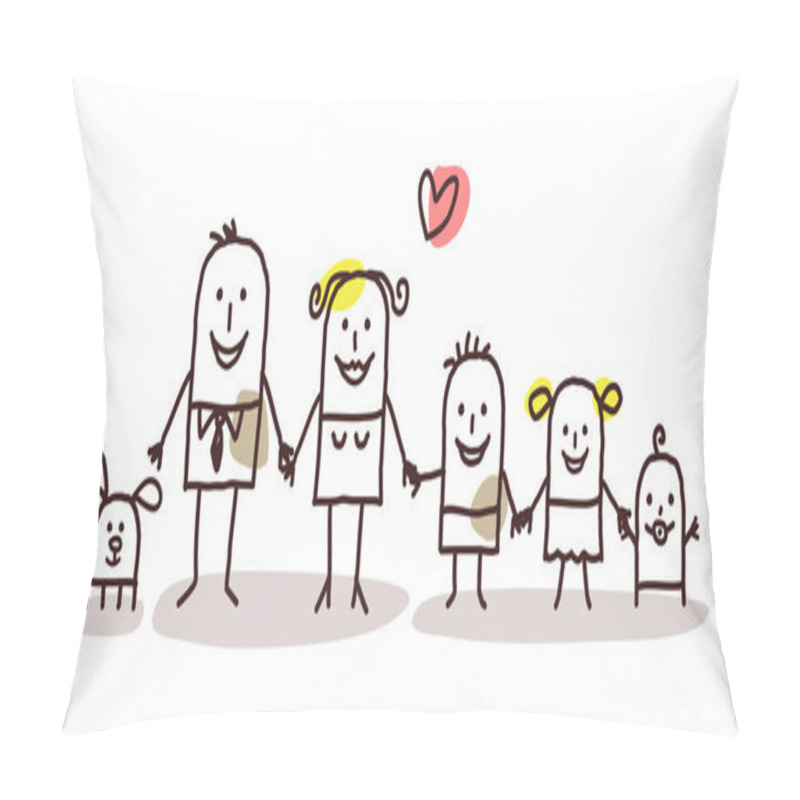 Personality  Hand Drawn Cartoon Family Pillow Covers