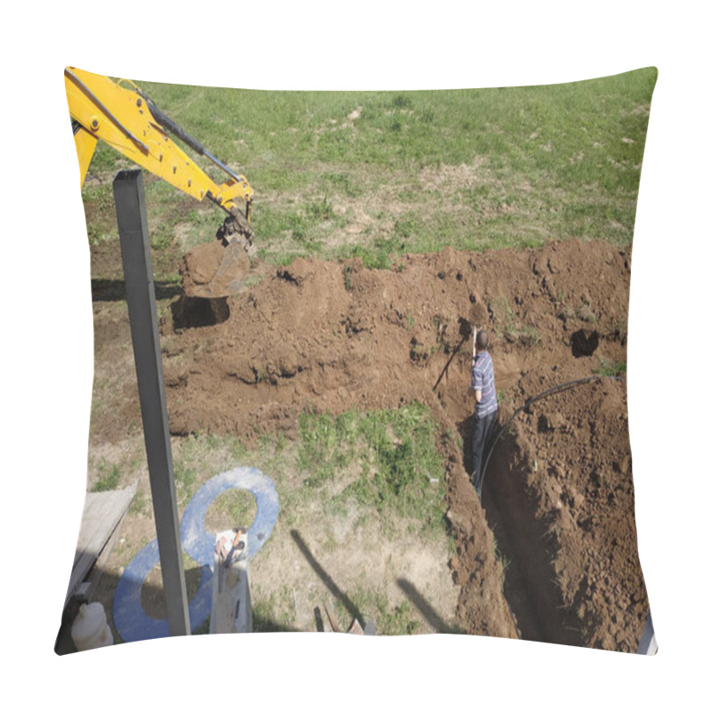 Personality  Wiring Of An Electric Cable On The Dug Trench, Supply Of The Electric Power To The House On The Earth.new Pillow Covers