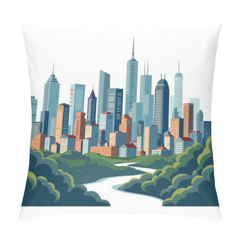 Personality  Urban City Skyline Modern Cityscape Vector Illustration Pillow Covers