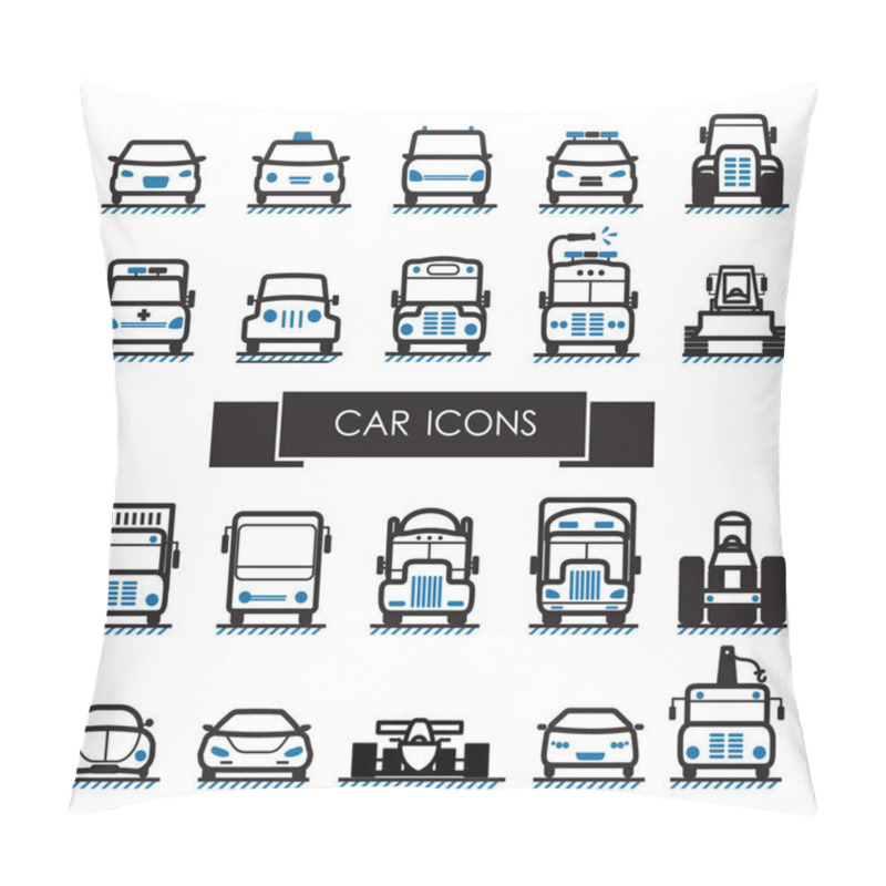 Personality  Set Of Car Icons, Design Vector Illustration Pillow Covers