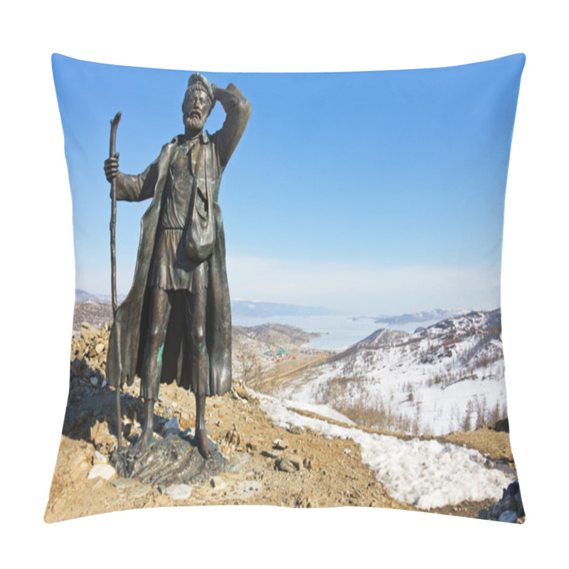 Personality  Monument On The Background Of The Ice Of Lake Baikal Pillow Covers