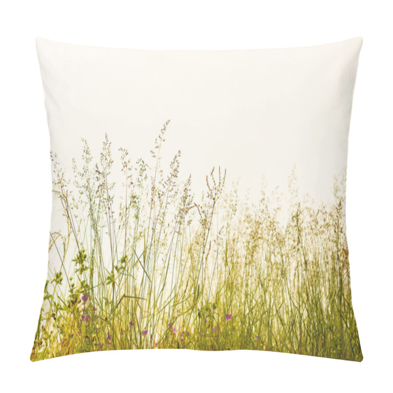 Personality  Wild Flowers, Straw And Grass Field And White Sky Pillow Covers