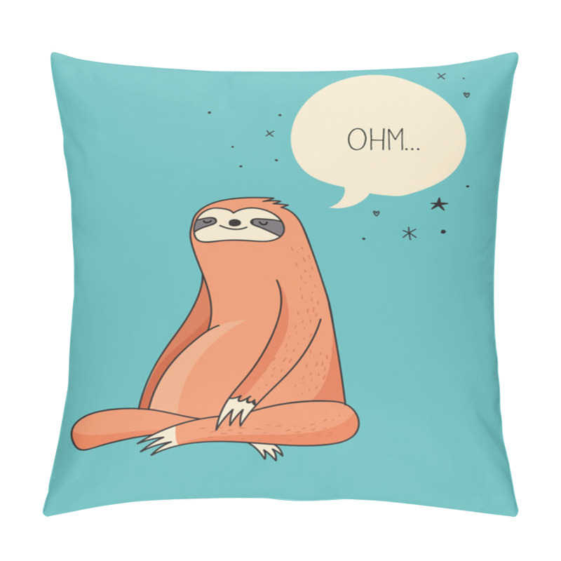 Personality  Cute Hand Drawn Sloths Illustrations, Funny Vector Card Design Pillow Covers