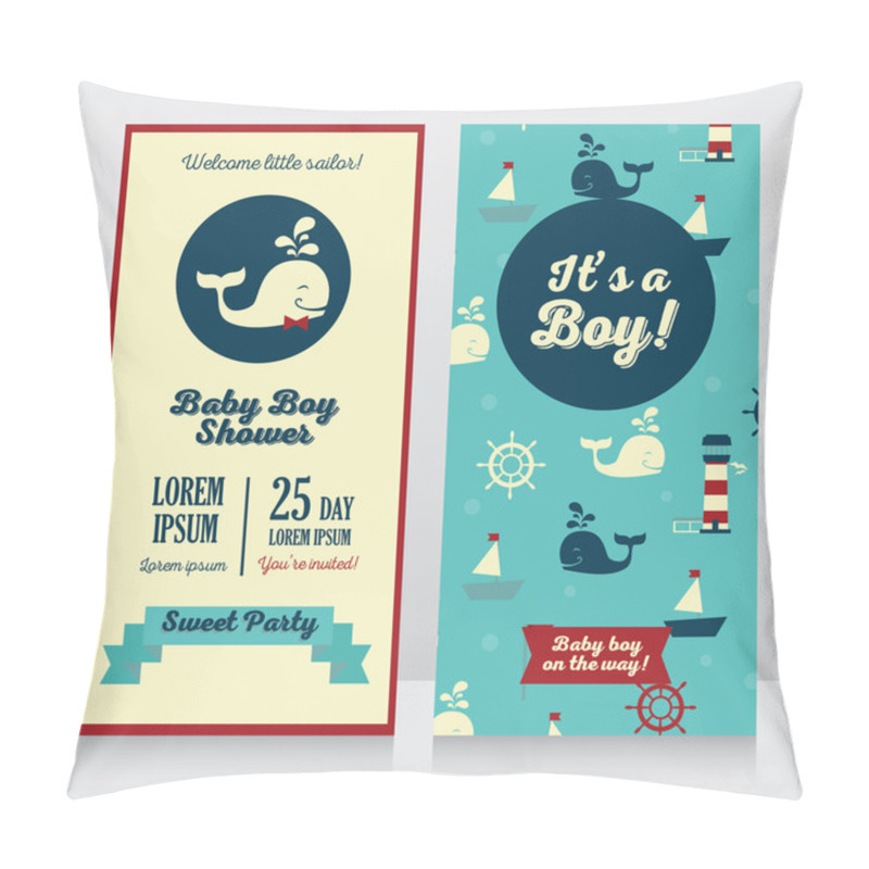 Personality  Baby Boy Arrival Cards Template Pillow Covers