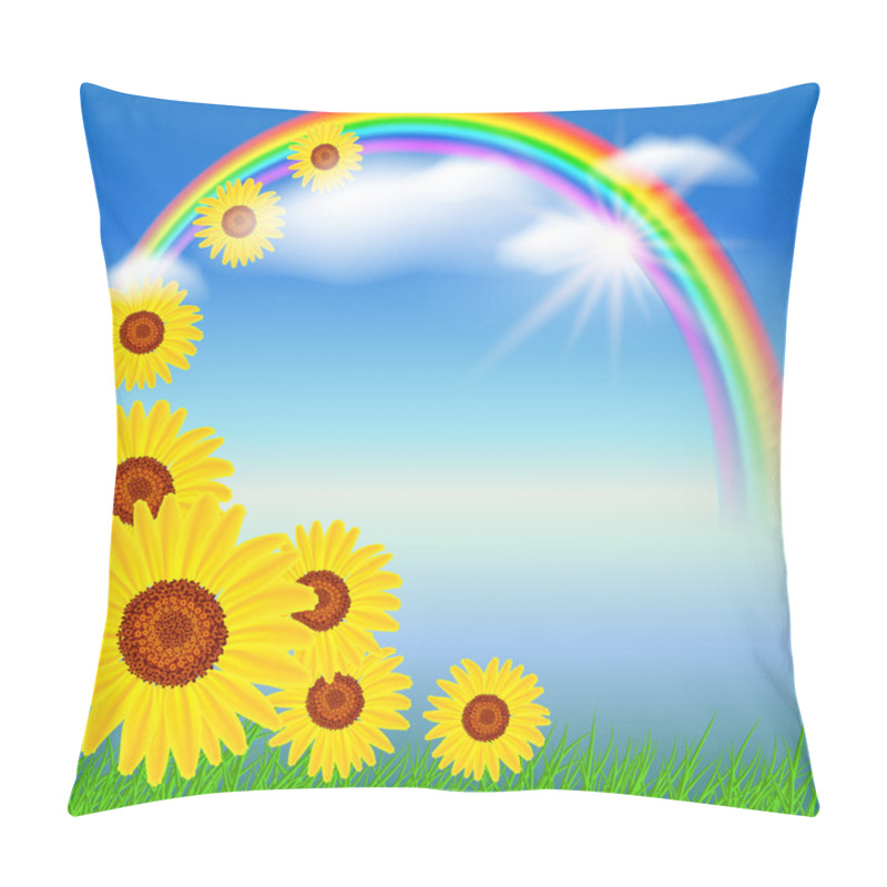 Personality  Sunflowers And Rainbow Pillow Covers