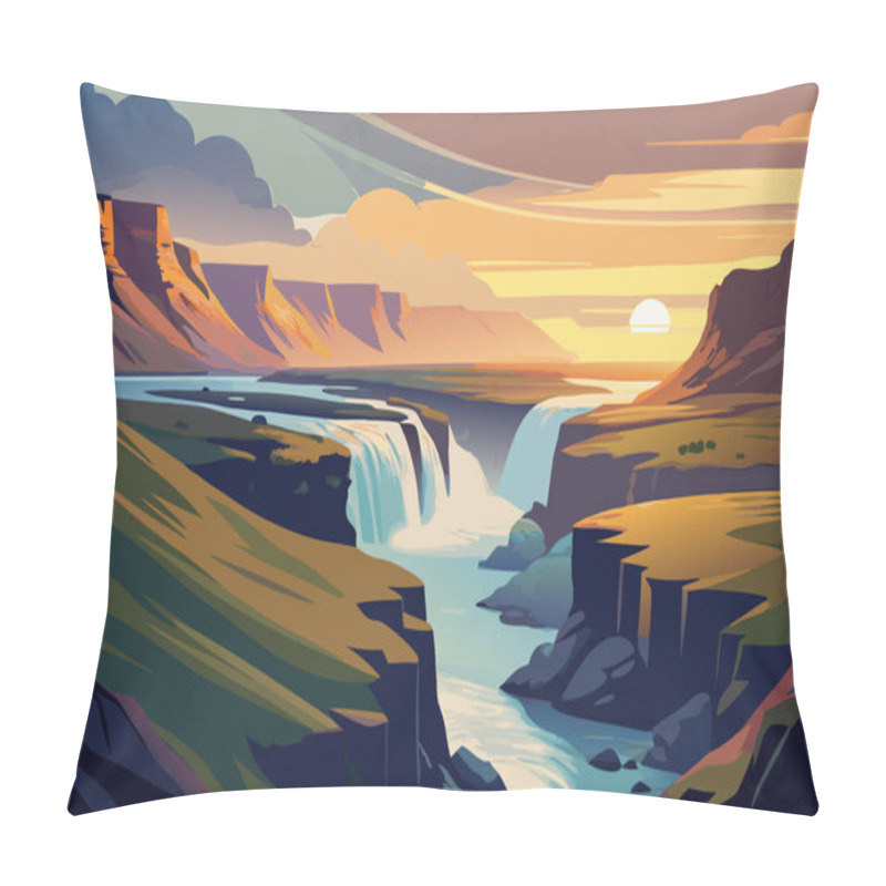 Personality  Beautiful Landscape Of Iceland. Vector Illustration Pillow Covers