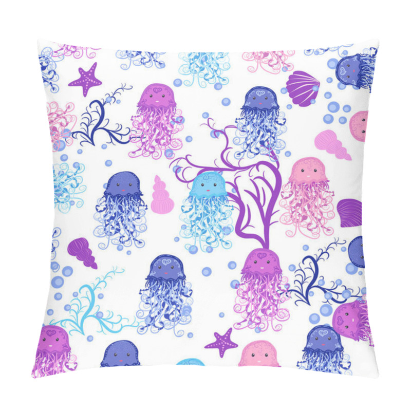 Personality  Jellyfish, Fish, Animals Bright Seamless Patterns. Sea Travel, Snorkeling With Animals, Tropical Fish. Pillow Covers