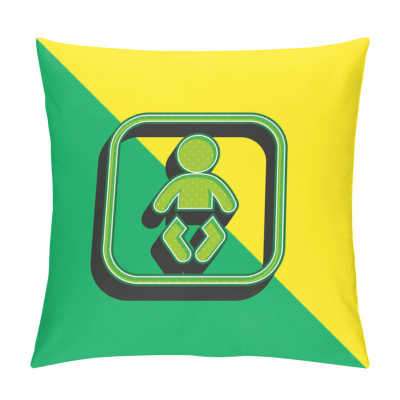 Personality  Baby Zone Green And Yellow Modern 3d Vector Icon Logo Pillow Covers