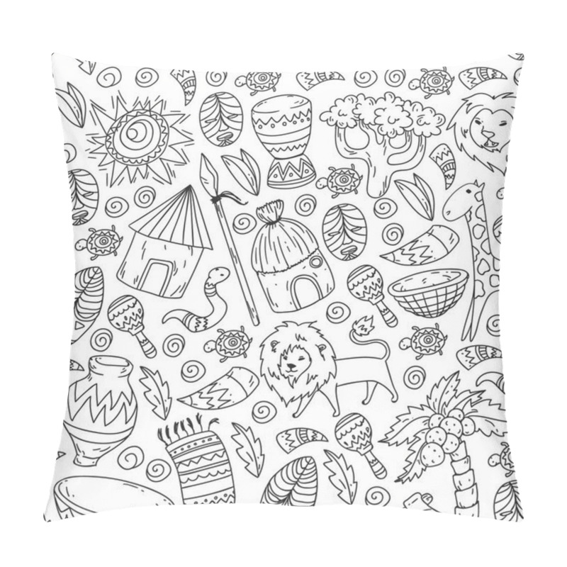 Personality  Vector Pattern Kids Fabric, Textile, Nursery Wallpaper. African Pattern With Tribal Elements And Animals For Little Children. Pillow Covers