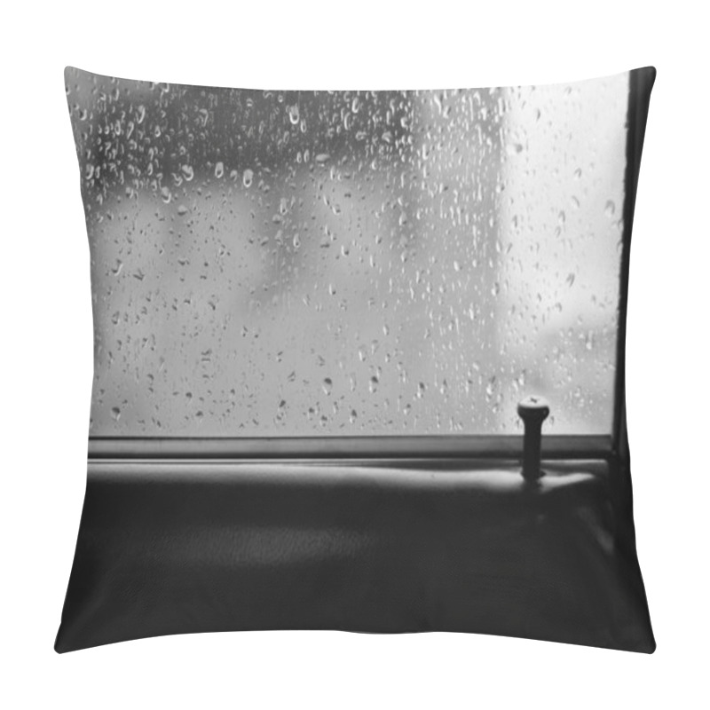 Personality  Car Glass With Drops Of Rain With Copy Space Pillow Covers