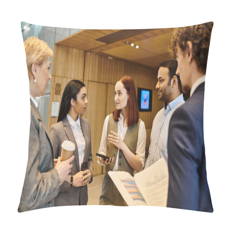 Personality  A Diverse Group Of Business People Socializing And Exchanging Ideas. Pillow Covers