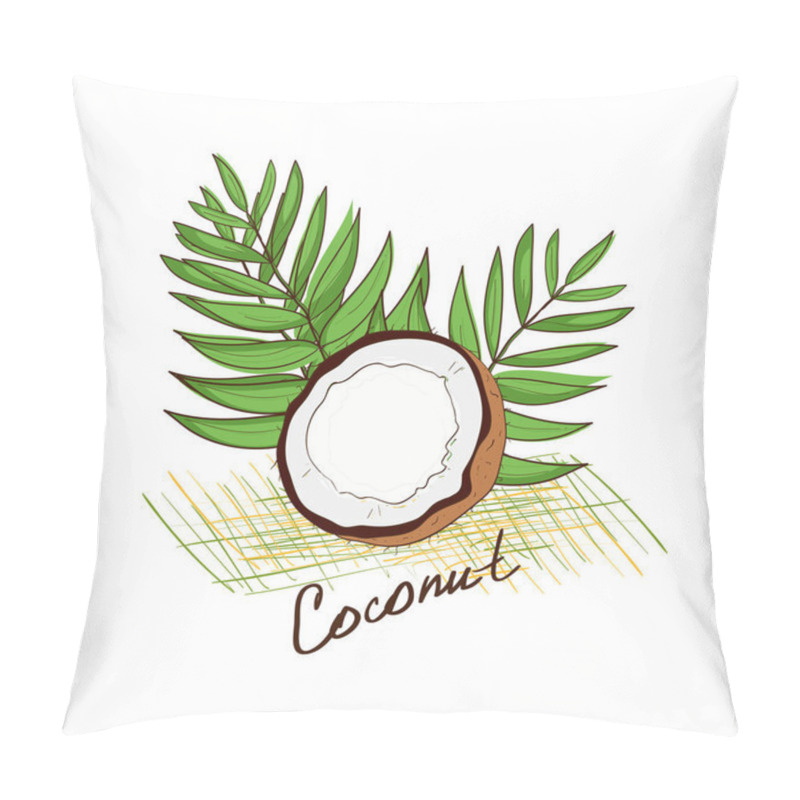 Personality  Coconut. Sketch Doodle. On A White Background. Pillow Covers