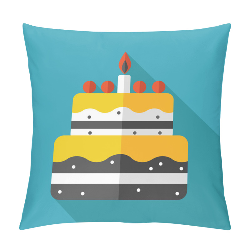 Personality  Birthday Flat  Icon With Long Shadow Pillow Covers