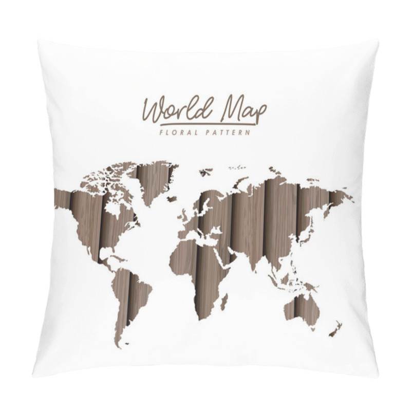 Personality  World Map Floral Pattern With Gray Wood Lines On White Background Pillow Covers