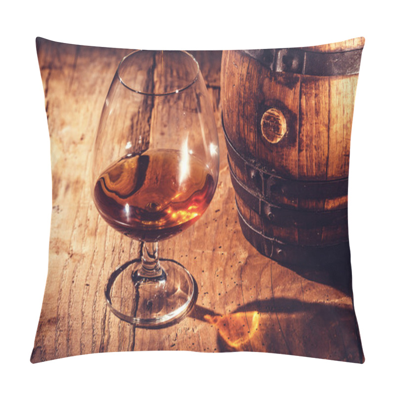 Personality  Strong Alcohol On A Wooden Table And Barrel Pillow Covers