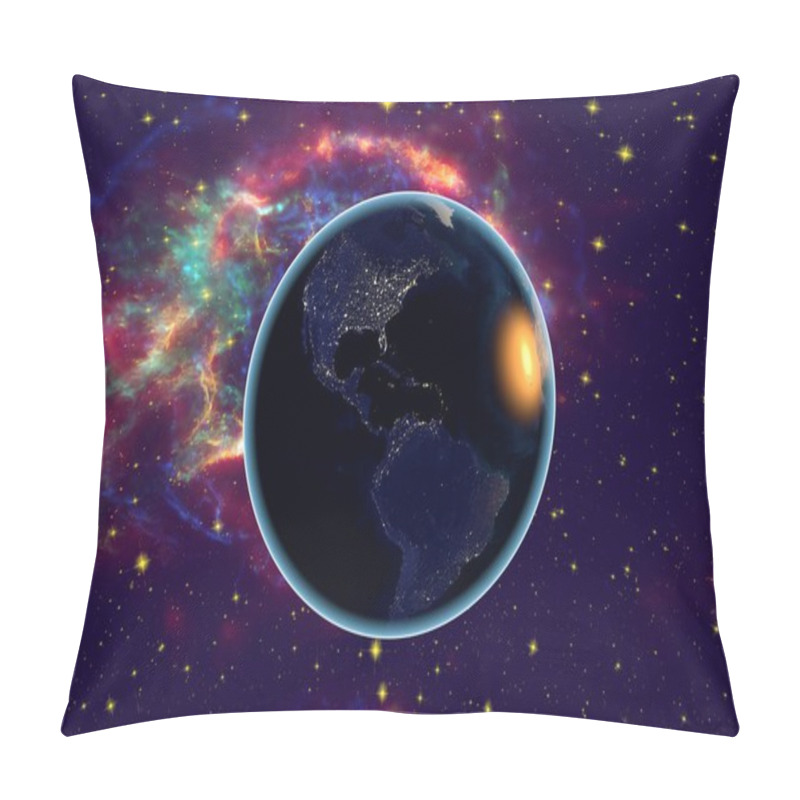 Personality  Americas In Night From Space On Surrealistic Background Pillow Covers