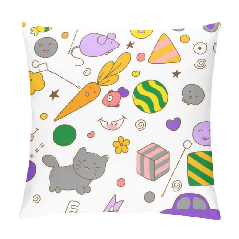 Personality  Seamless Kawaii Child Pattern With Speech Therapy Tools With Cute Doodles. Pillow Covers