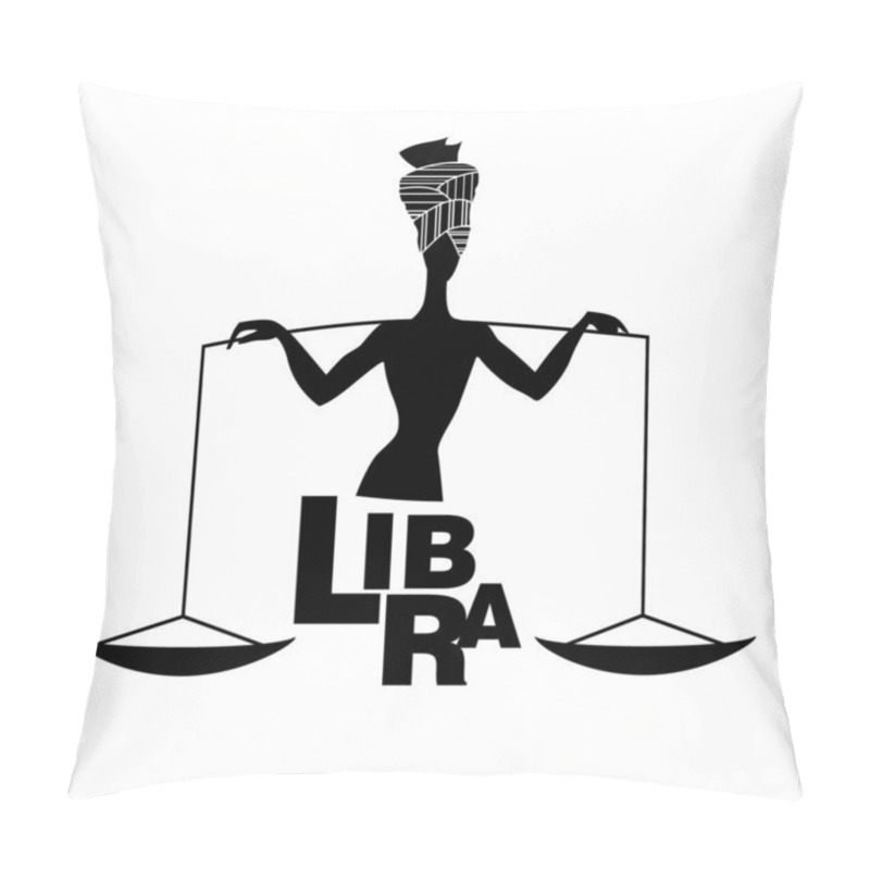 Personality  Tribal Zodiac. Libra. Elegant Woman Wearing Turban, Carrying A Scale On Her Shoulders, Isolated On White Background Pillow Covers