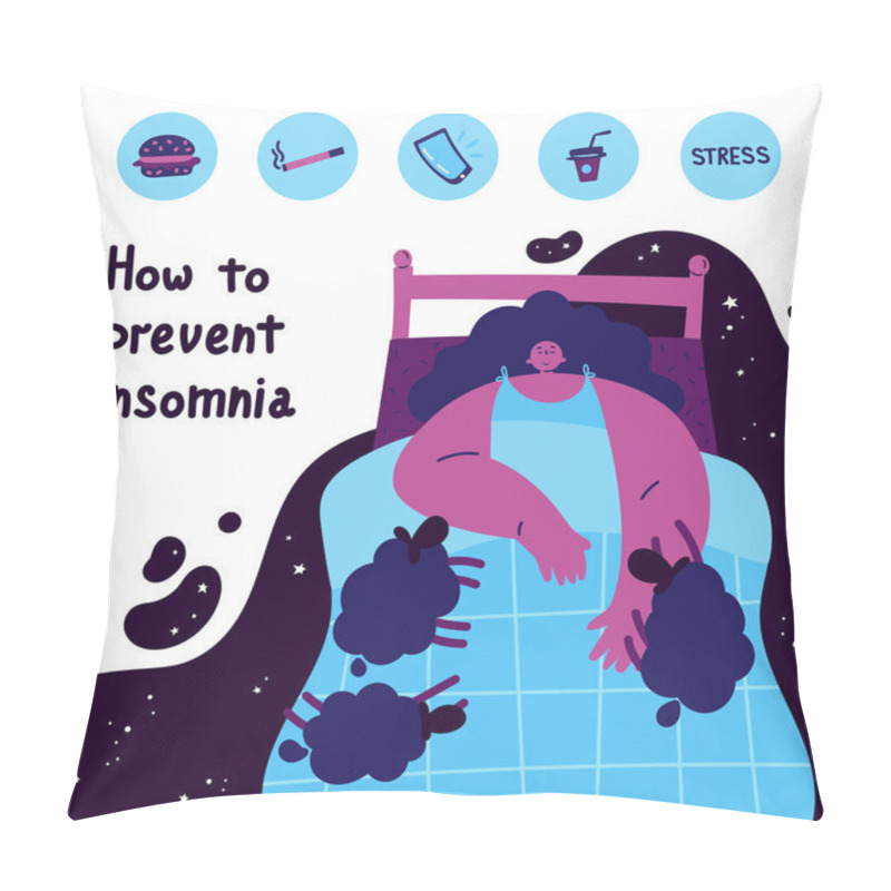 Personality  A Woman Who Has Overcome Insomnia Lying In Bed. Pillow Covers