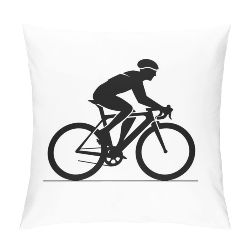 Personality  Biker Silhouette. Biker Black Icon On White Background Pillow Covers