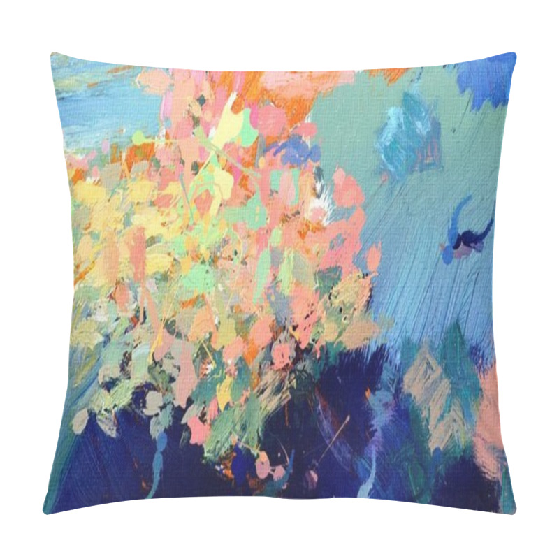 Personality  Abstract Psychedelic Grunge Background Graphic Stylization On A Textured Canvas Of Chaotic Blurry Strokes And Strokes Of Paint. Pillow Covers