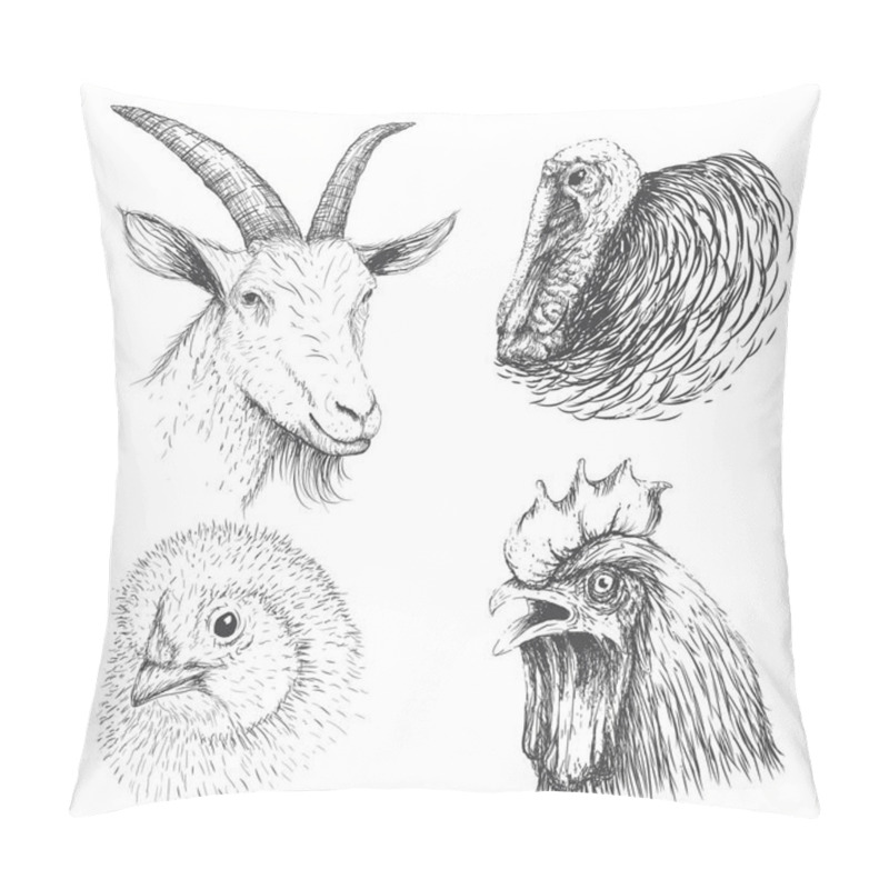 Personality  Collection Of Farm Animals Face Pillow Covers