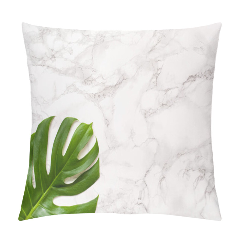 Personality  Monstera Leaf Tropical Plant On Gray Background Pillow Covers