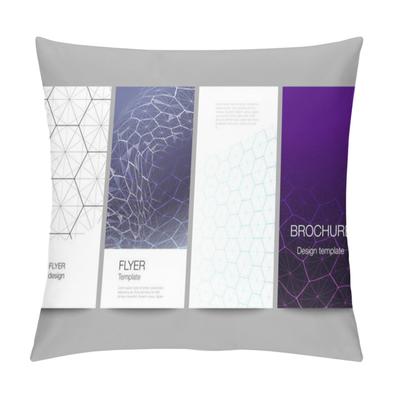 Personality  The Minimalistic Vector Illustration Layout Of Flyer, Banner Design Templates. Digital Technology And Big Data Concept With Hexagons, Connecting Dots And Lines, Polygonal Science Medical Background Pillow Covers