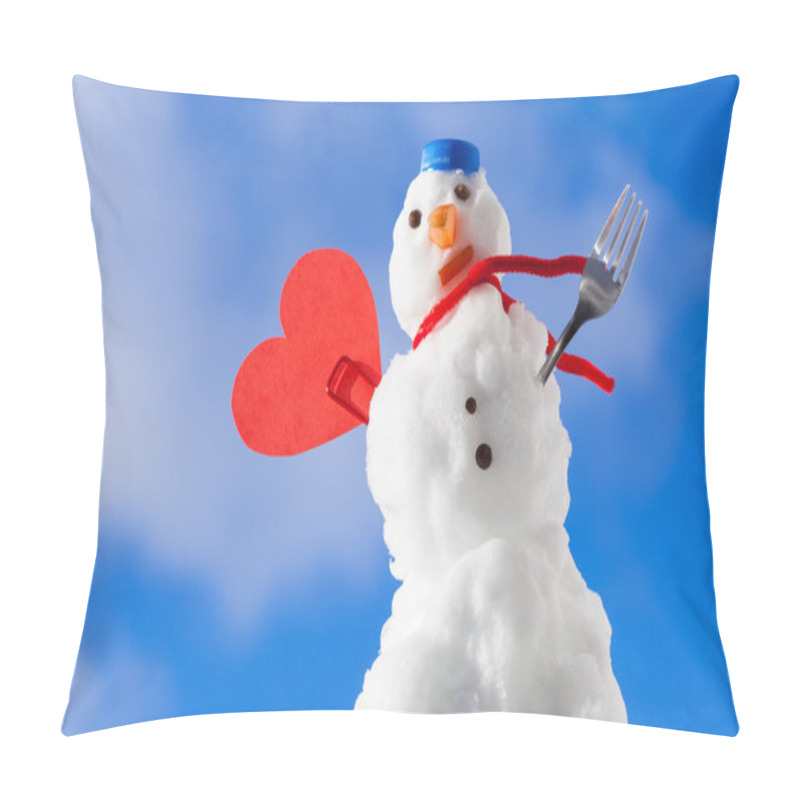 Personality  Little Happy Christmas Snowman Red Heart Love Symbol Outdoor. Winter. Pillow Covers