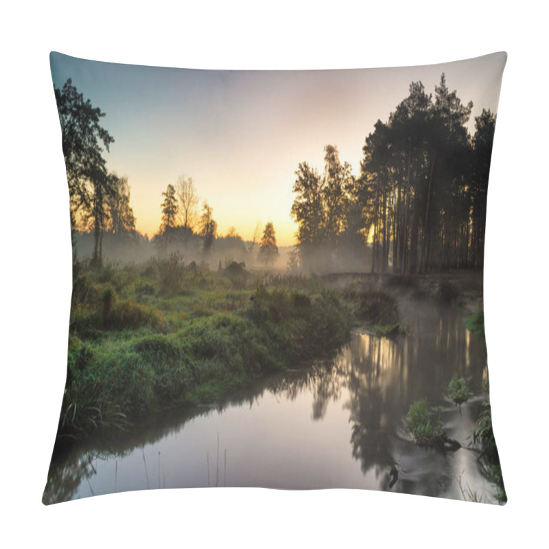 Personality  Mysterious River On An Autumn Morning Pillow Covers