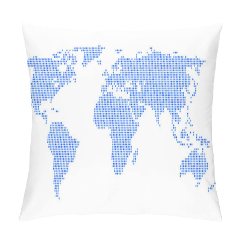 Personality  Dotted Blue World Map On White Background. Vector Pillow Covers