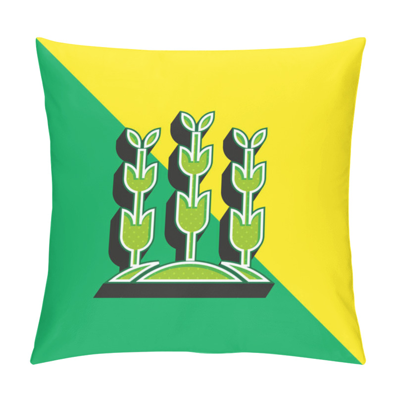 Personality  Agriculture Green And Yellow Modern 3d Vector Icon Logo Pillow Covers