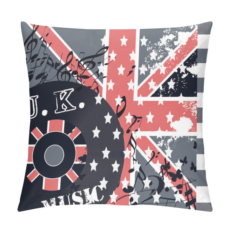 Personality  Fashion Grunge Music Background With British Flag Pillow Covers