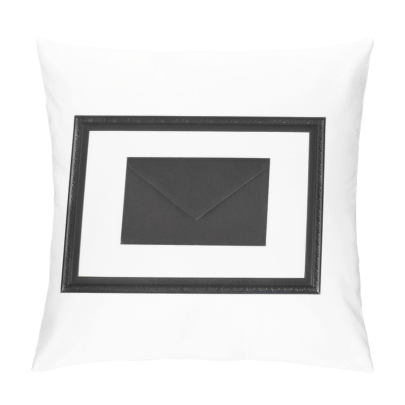 Personality  Top View Of Frame And Black Envelope Isolated On White Pillow Covers