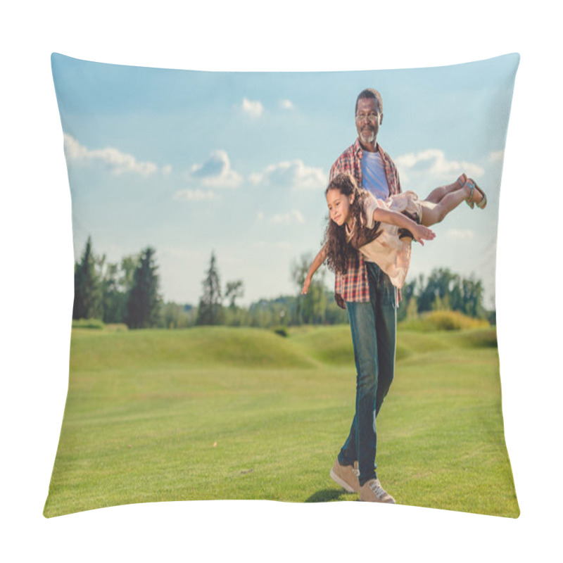 Personality  Grandfather Playing With Granddaughter  Pillow Covers