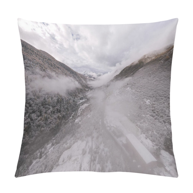 Personality  Drone Aerial Photography Flying Landscape Of Changping Valley, Siguniang National Park In Western Sichuan Of China. Pillow Covers