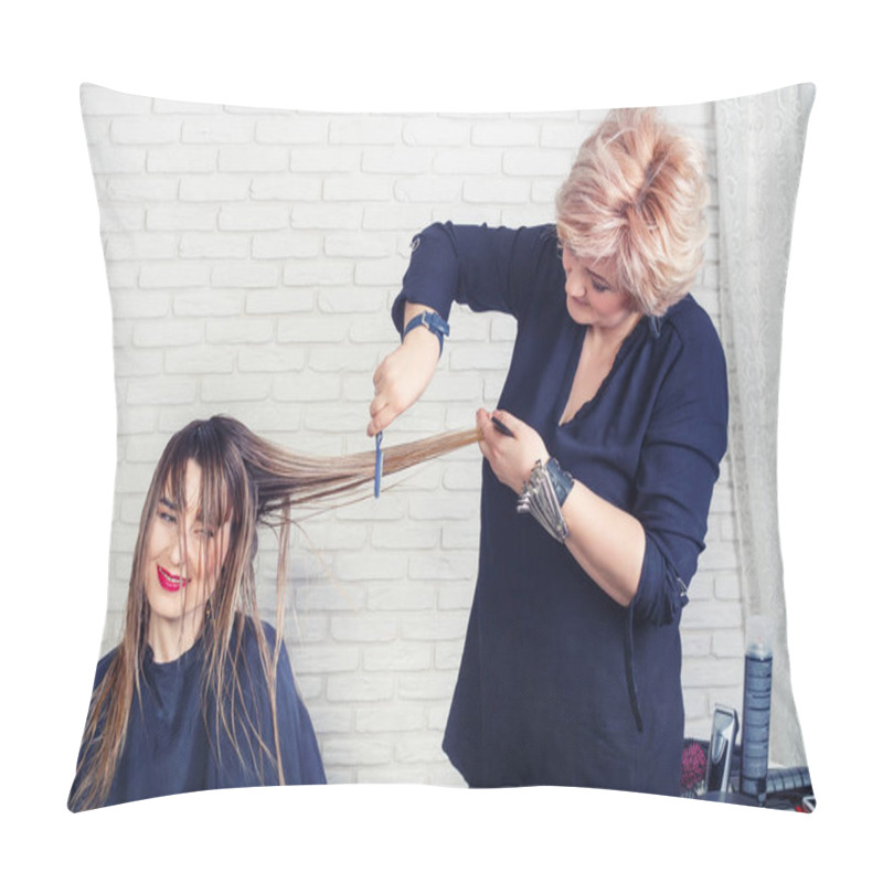 Personality  Professional Hairdresser Making Haircut Pillow Covers